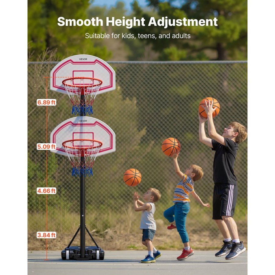 VEVOR Kid Basketball Hoop – 5.2 to 6.9 ft, Height Adjustable