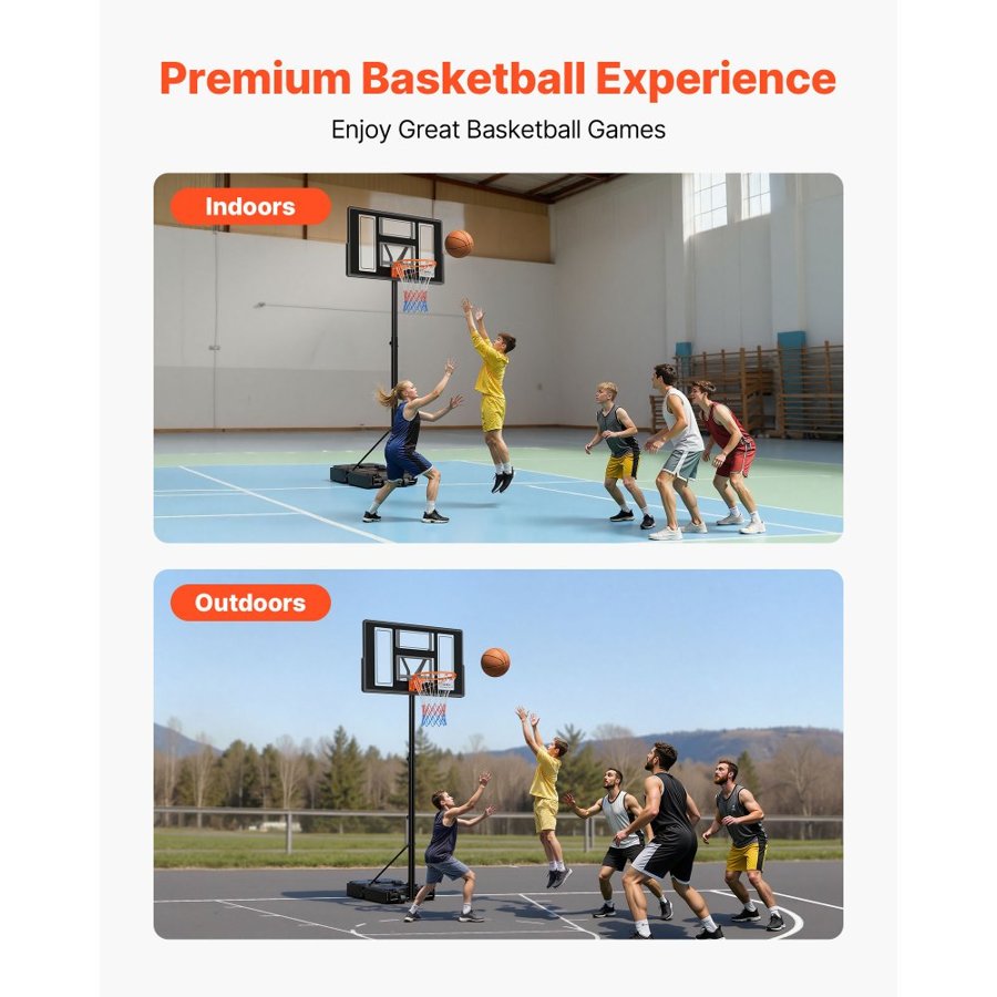 VEVOR Portable Basketball Hoop and Stand – 4.4 to 10 Ft