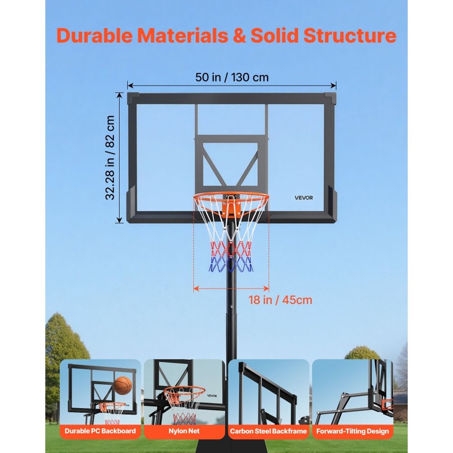 VEVOR Kids Outdoor Basketball Hoop – 10 ft, 50 Inch