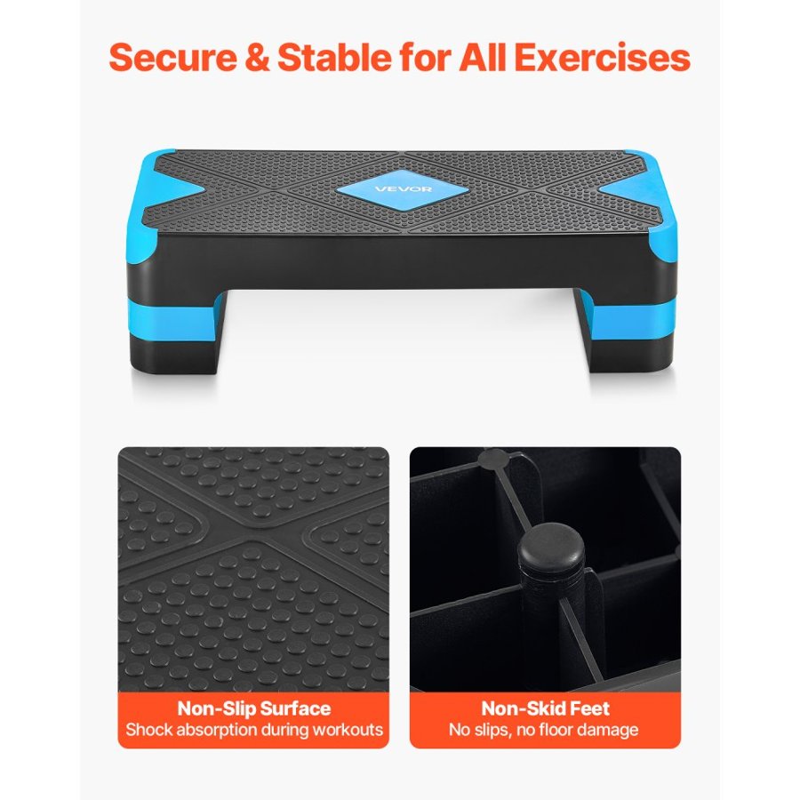 VEVOR Aerobics Step Platform – 28-Inch, 4 Risers, Blue