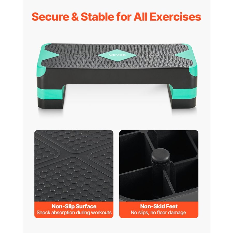 VEVOR Adjustable Aerobic Step – 28"×11", 550 lb, 4-8"
