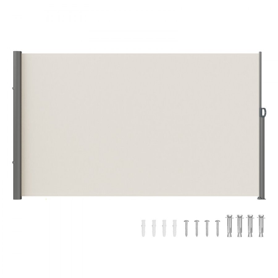 VEVOR Retractable Side Awning, 71''x 118'' Outdoor Privacy Screen, 180g Polyester Water-proof Retractable Patio Screen, UV 30+ Room Divider Wind Screen for Patio, Backyard, Balcony, Beige