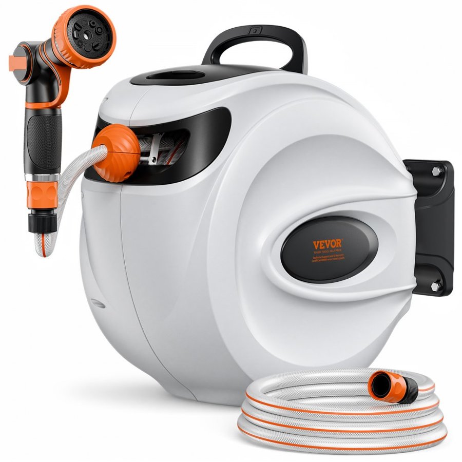 VEVOR Wall Mount Retractable Hose Reel – 30m, 180° Swivel