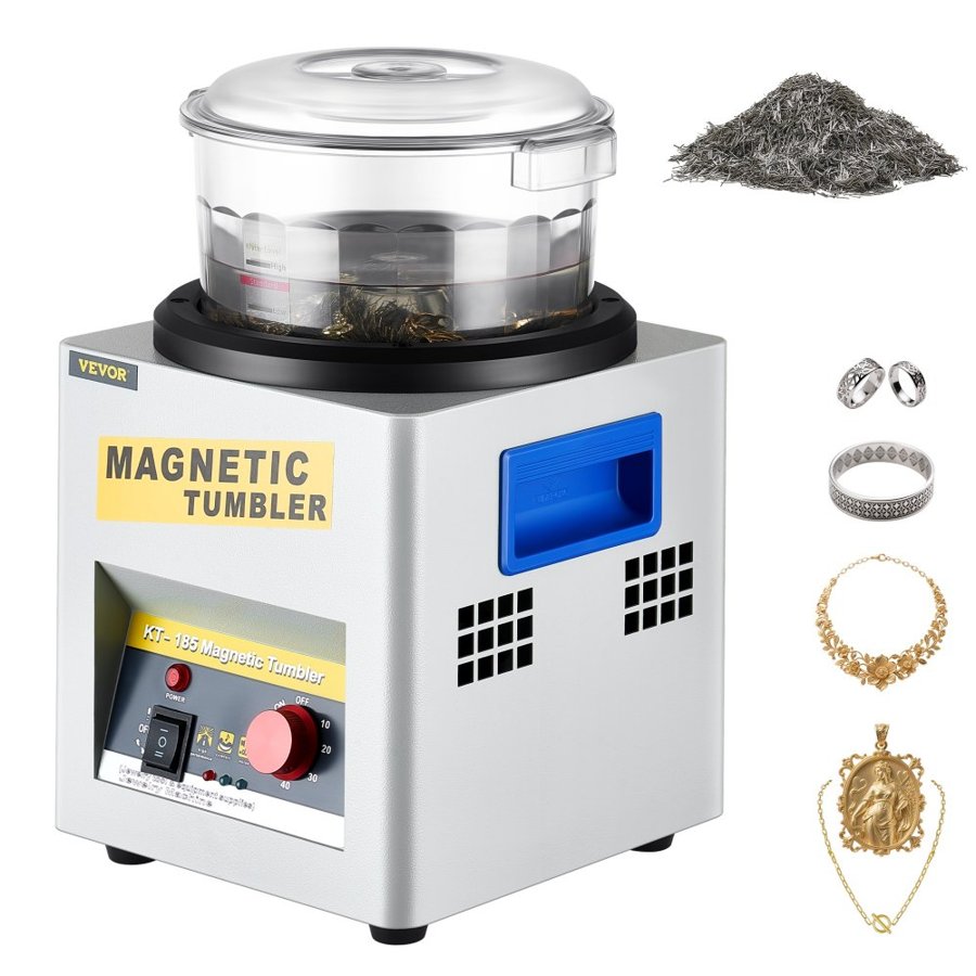 VEVOR KT-185 Magnetic Tumbler 180mm Jewelry Polisher Tumbler and Finisher for Polishing with Adjustable Direction and Time for Jewelry