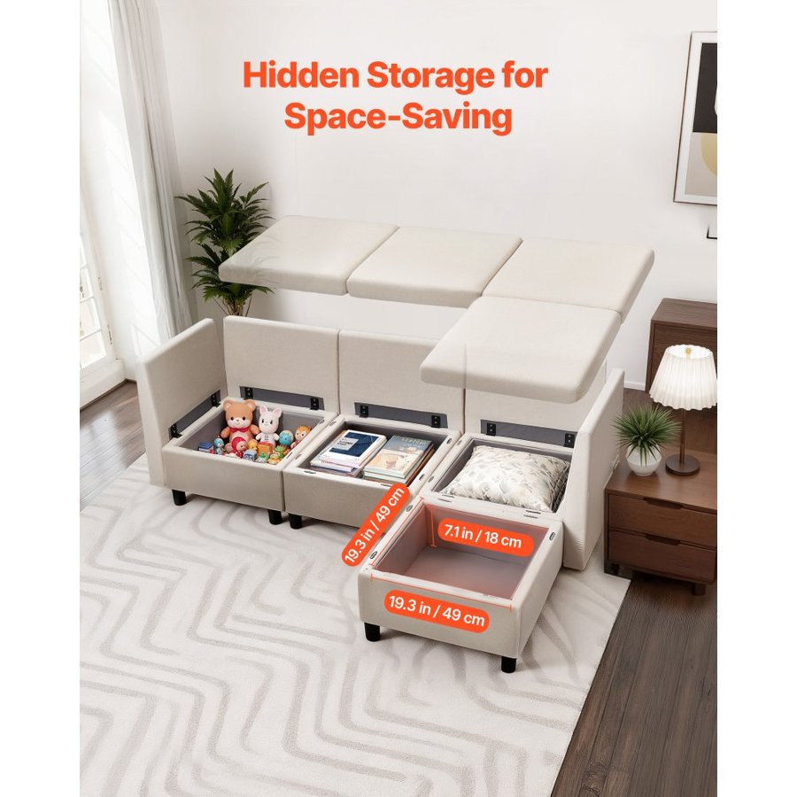 VEVOR 3-Seater Modular Sectional Sofa Couch –  250 lbs