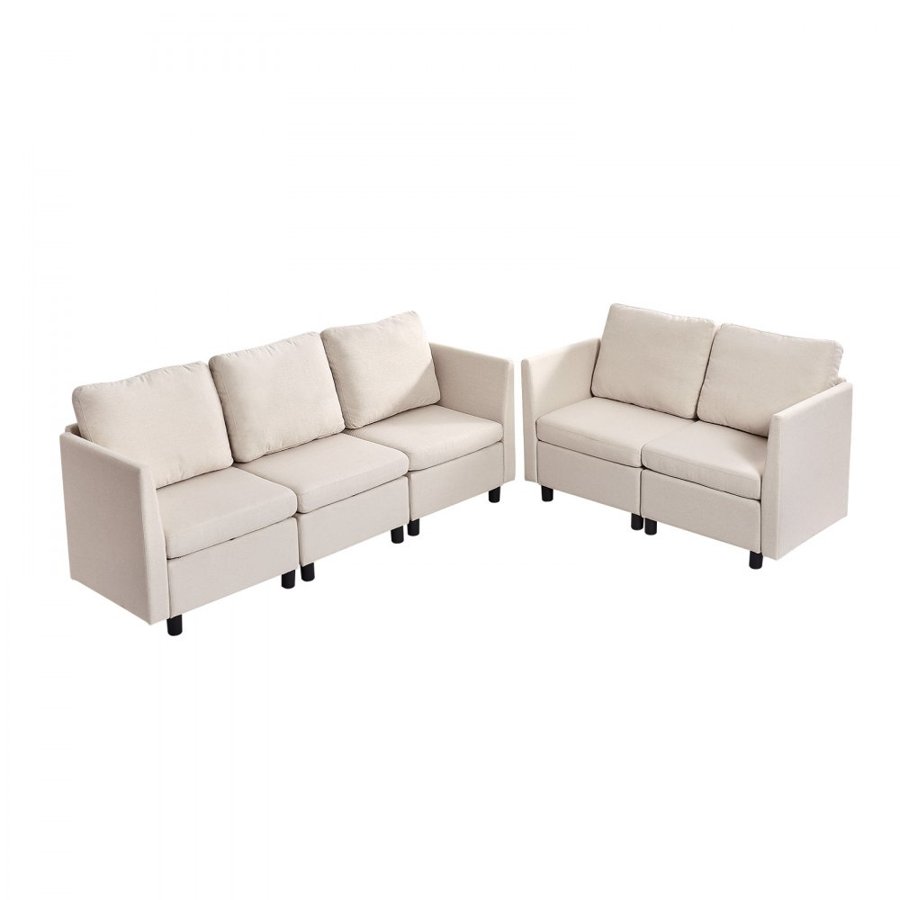 VEVOR 5 Seater Modular Sofa – Beige, 250 Lb Solid Wood