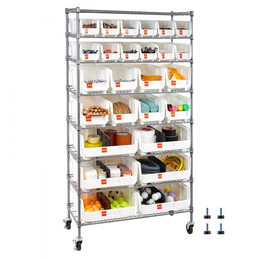 VEVOR Steel Storage Bin Rack – 8-Tier, 26 Bins, 800LB, Q195