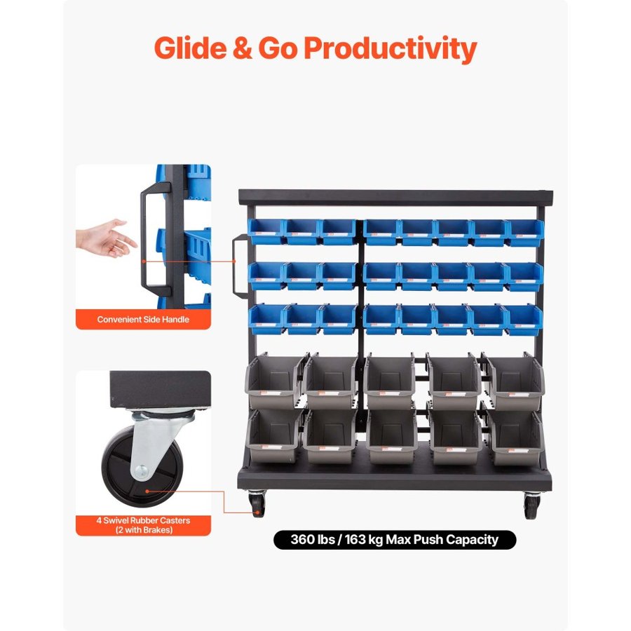 VEVOR Storage Rack with Bins – 5-Tier, 68 Bin, Q235 Steel
