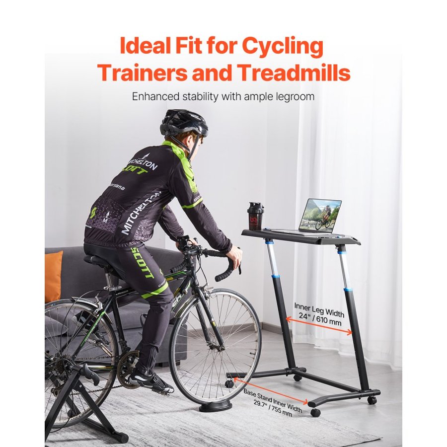 VEVOR Indoor Cycling Desk – 28.3 Inch Long, 44 LBS, 4 Wheels