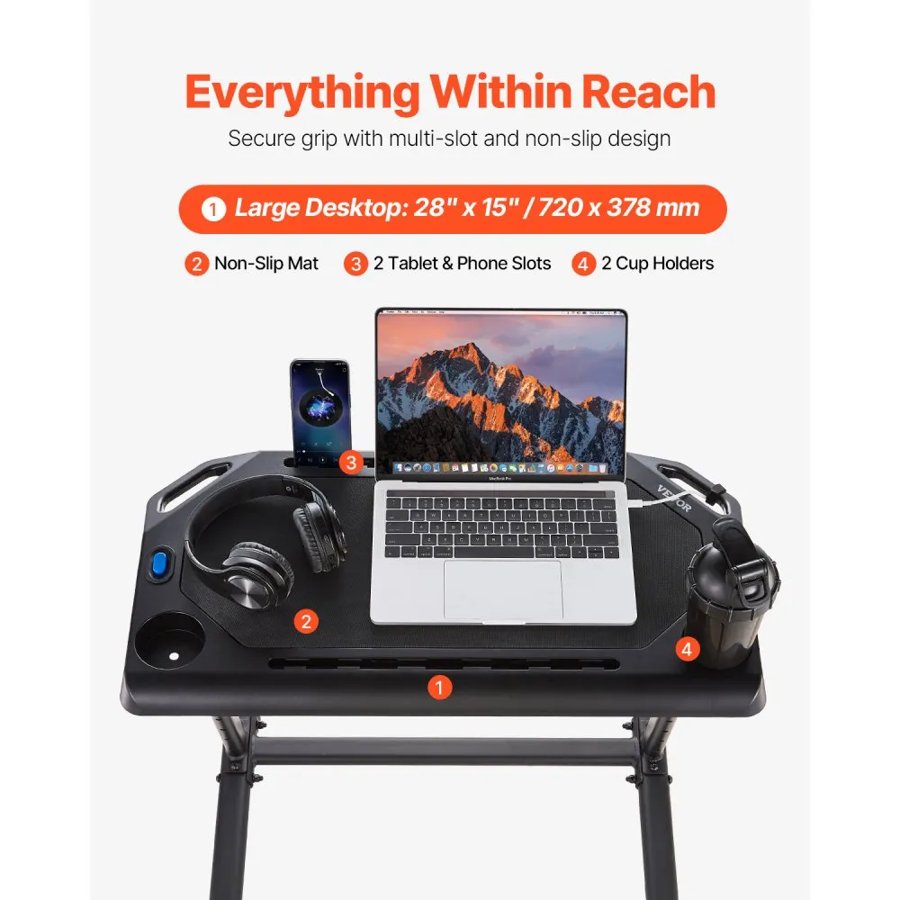 VEVOR Indoor Cycling Desk – 28.3 Inch Long, 44 LBS, 4 Wheels