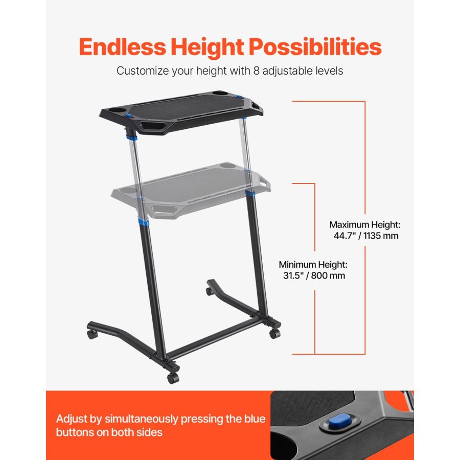 VEVOR Indoor Cycling Desk – 28.3 Inch Long, 44 LBS, 4 Wheels