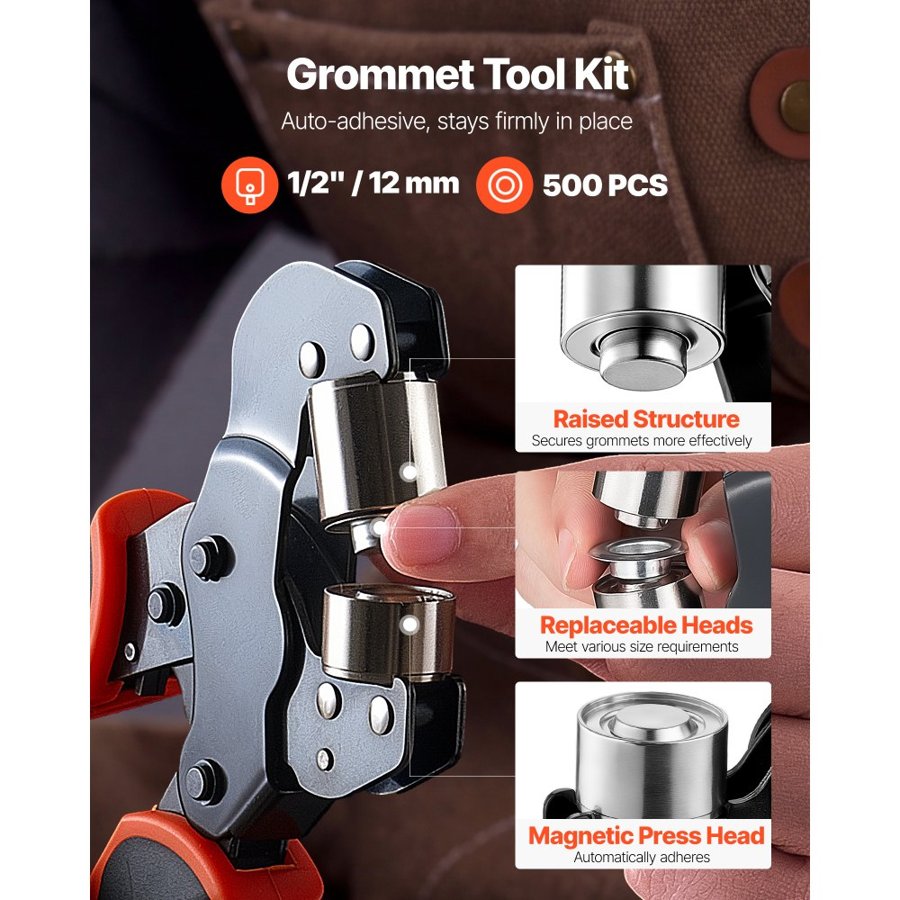 VEVOR Grommet Press Kit – 12 mm Die, 500 Pcs Grommets