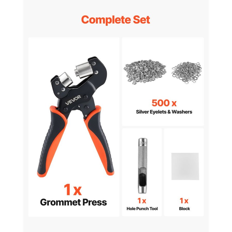 VEVOR Grommet Press Kit – 12 mm Die, 500 Pcs Grommets