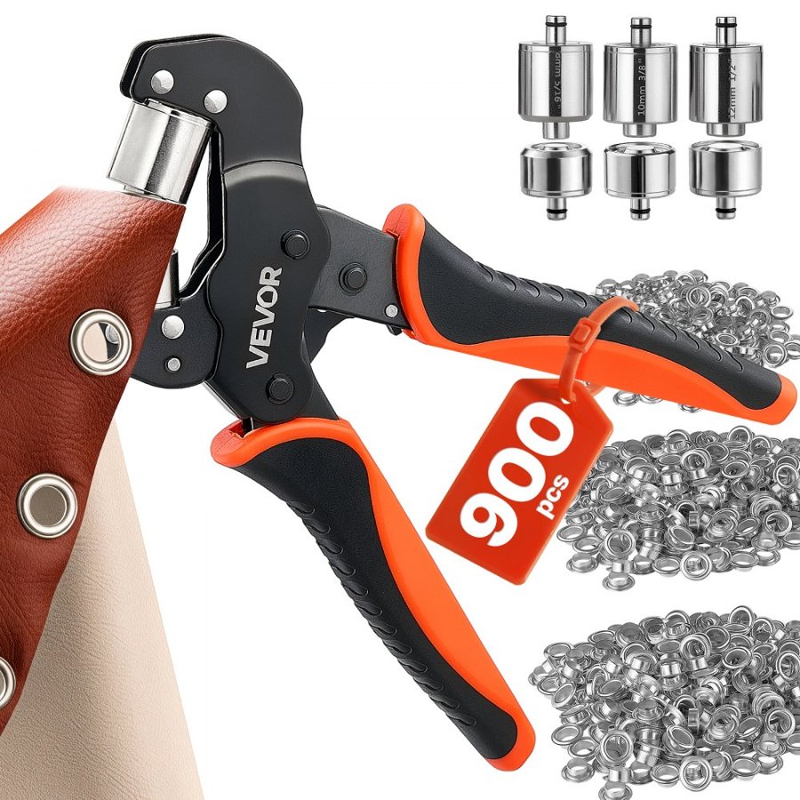 VEVOR Eyelet Tool Kit – 900 PCS, 8/10/12 mm Grommets