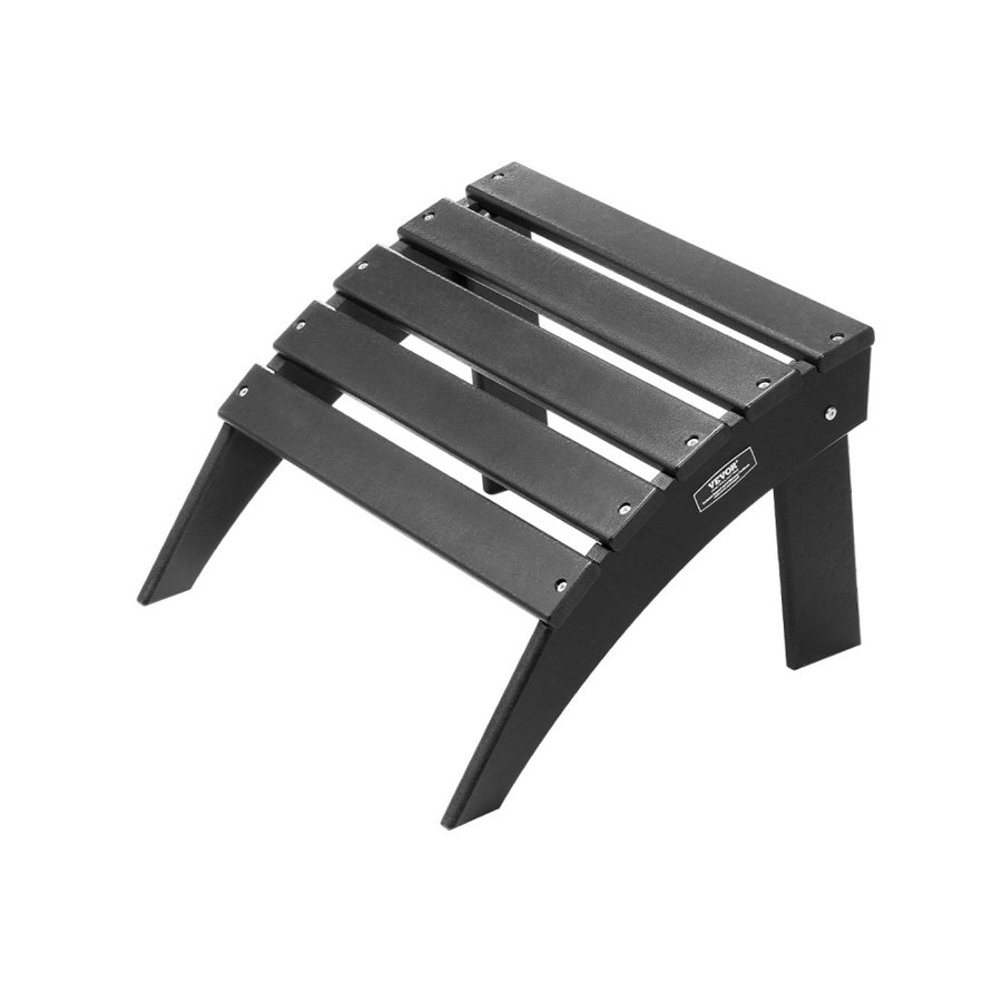 VEVOR Adirondack Ottoman, 18.7L x 19.7W x 13H Inch HDPE Plastic Folding Adirondack Ottoman, Weather-Resistant Foot Rest for Adirondack Chair, Widely Used for Outside Porch Pool Lawn Backyard, Black