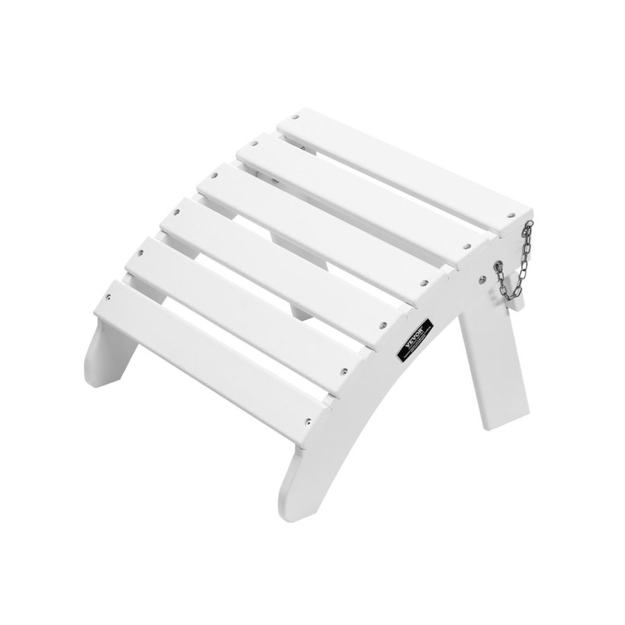 VEVOR Adirondack Ottoman, 17.7L x 19.7W x 13.8H Inch HDPE Plastic Folding Adirondack Ottoman, Weather-Resistant Foot Rest for Adirondack Chair, Widely Used for Outside Porch Pool Lawn Backyard, White