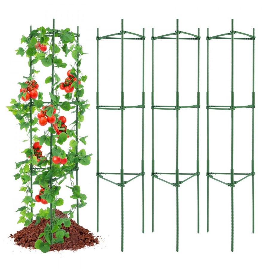 VEVOR 4 Packs Tomato Cages for Garden, 63 inch Tomato Trellis Plant Stakes Support, Stackable Tall Plant Support Cage, for Raised Garden Bed, Vegetables Flowers and Climbing Plants