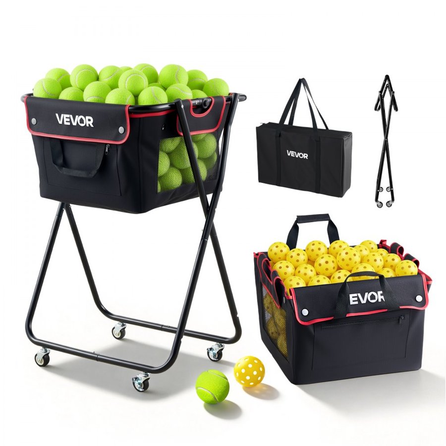 VEVOR Foldable Tennis Ball Hopper – Holds 175 Balls, X Frame