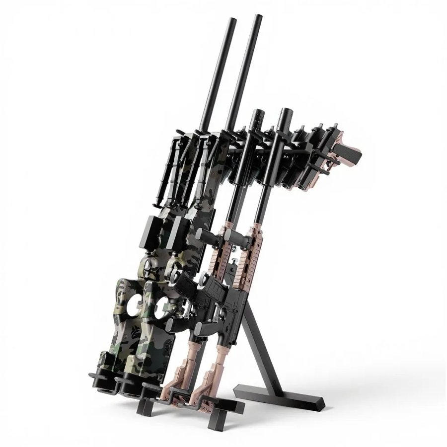 VEVOR Folding Metal Gun Rack – 4 Rifles & 7 Pistols, Steel
