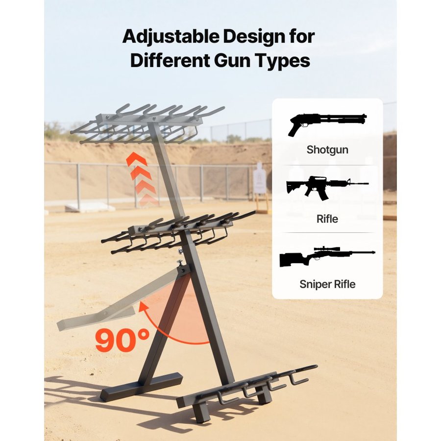 VEVOR Folding Metal Gun Rack – 4 Rifles & 7 Pistols, Steel