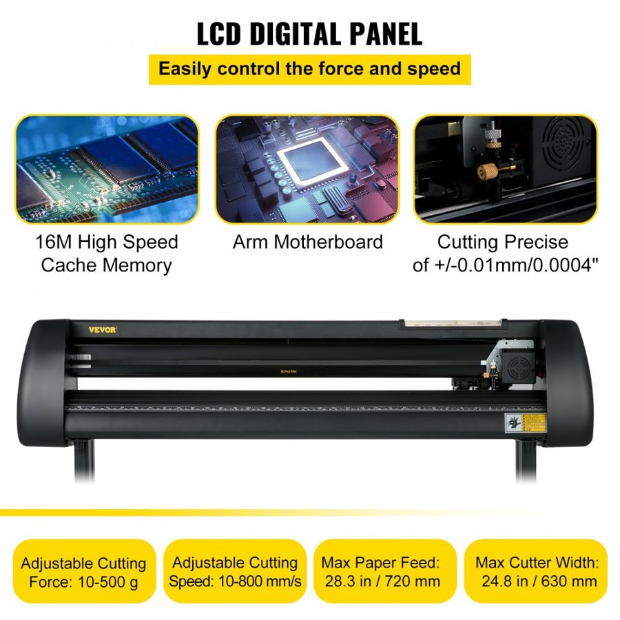 VEVOR Vinyl Cutter Plotter Machine 28” Signmaster Software Sign Making Machine 720mm Paper Feed Vinyl Cutter Plotter with Stand (28” 720mm)