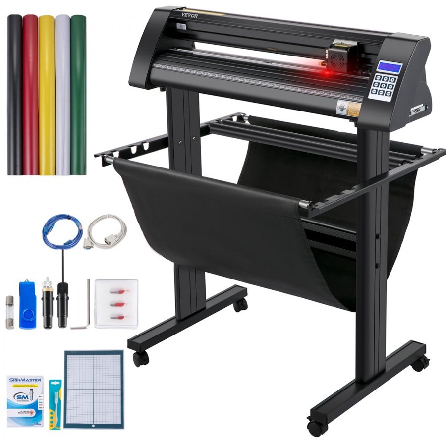 VEVOR Vinyl Cutter, 720mm Vinyl Plotter, LED Screen Plotter Cutter, Semi-Automatical Built-in Optical Eye for Accurate Guiding, Compatible with SignMaster Software for Windows System with Stand