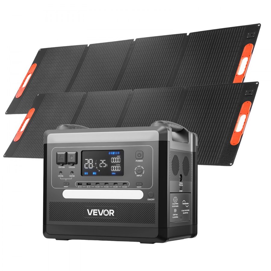 VEVOR Portable Solar Generator with Foldable Panels – 400W
