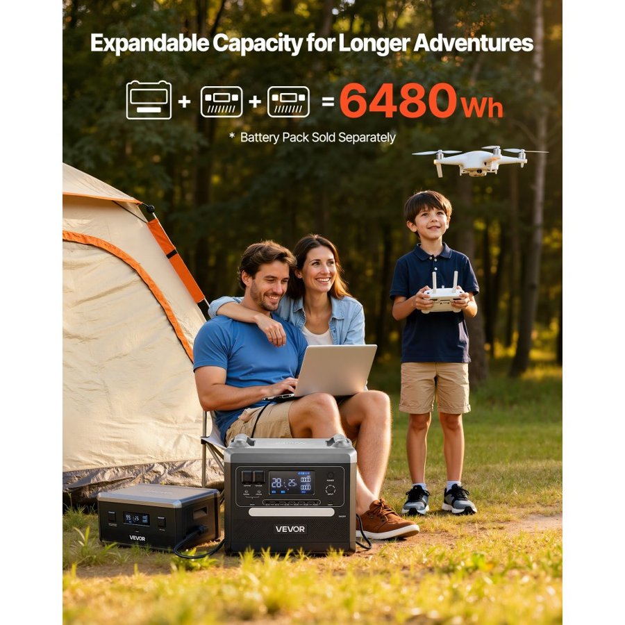 VEVOR Portable Solar Generator with Foldable Panels – 400W