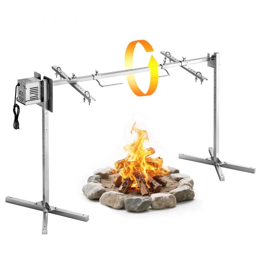 VEVOR Rotisserie Grill, AC220-240V 8 Level Height Electric Rotisserie Grill Kit, BBQ Grills Rotisseries Kit with 60 kg Load Capacity, 38W Motor, Stainless Steel Automatic Grilling Kits for Parties