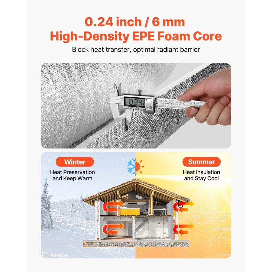 VEVOR Reflective Garage Door Insulation - 6mm, 24x18 ft