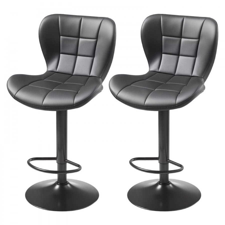VEVOR Black Bar Stool Set of 2 – 360° Swivel, 330 lbs