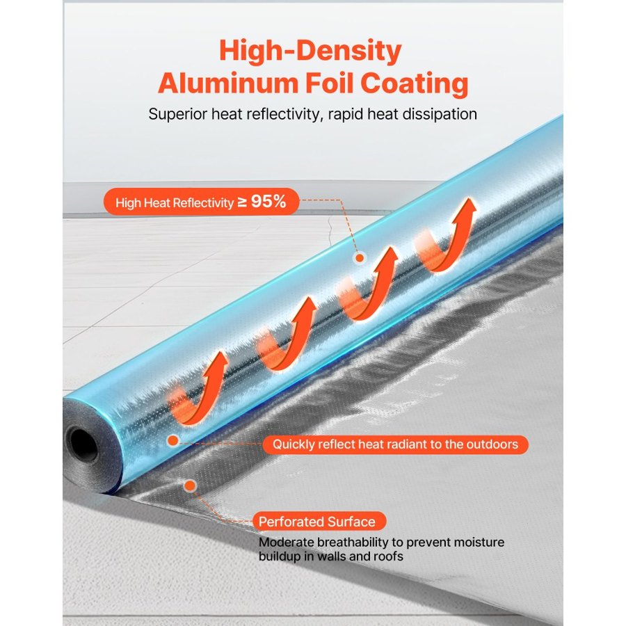 VEVOR 48 in x 125 ft Double Reflective Insulation Radiant Barrier
