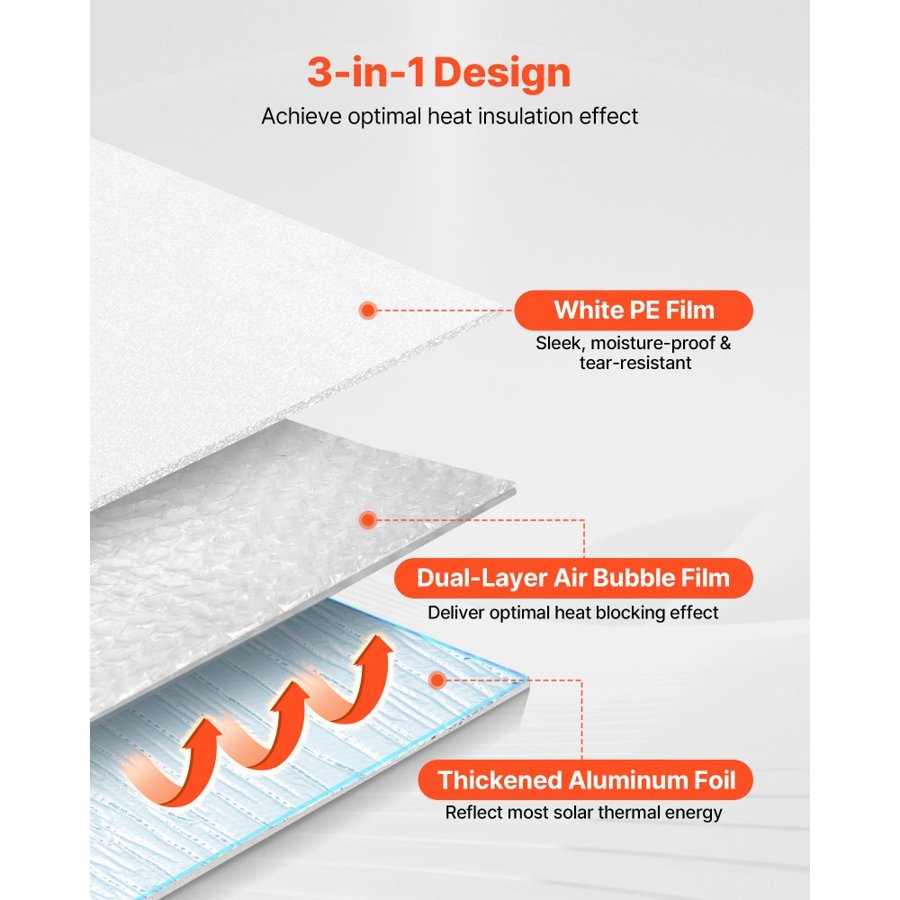 VEVOR Radiant Barrier Foil Insulation – 6mm, 48in x 100ft