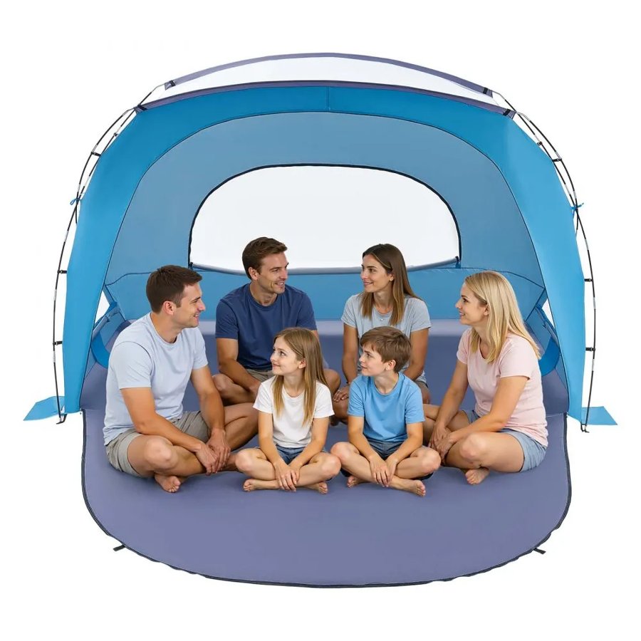 VEVOR Beach Tent Sun Shelter for 6 Person, UPF 50+ Protection, Portable Sun Shade Canopy with Carrying Bag & Sand Pockets, Lightweight and Easy Setup Beach Umbrella for Family Camping Outdoor Picnic