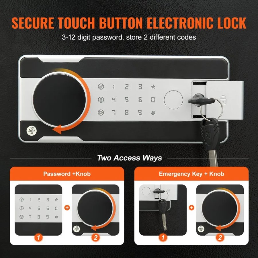 VEVOR 70.8L Depository Safe, Deposit Safe with Drop Slot, Electronic Code Lock and 2 Emergency Keys, 20.27'' x 13.97'' x 13.97'' Business Drop Slot Safe for Cash, Mail in Home, Hotel, Office