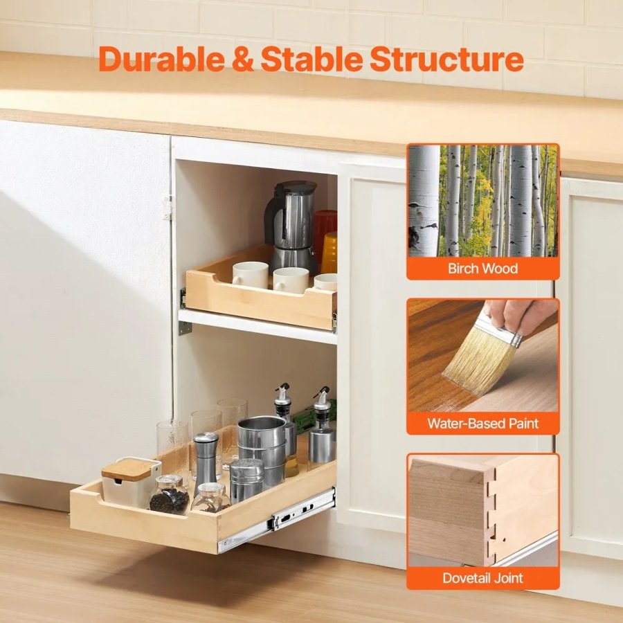 VEVOR Kitchen Drawer Shelf – 14×21", Soft-Close, 60 lbs Load
