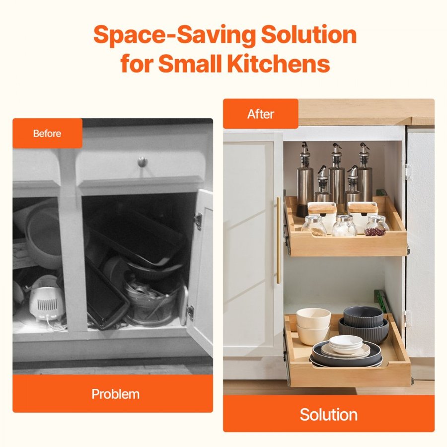VEVOR Kitchen Drawer Shelf – 14×21", Soft-Close, 60 lbs Load