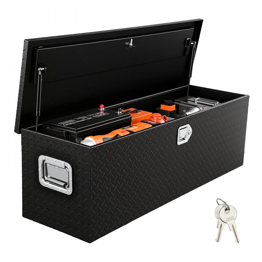 VEVOR 121.9x38.1x38.1 cm Heavy Duty Aluminum Bar Tread Tool Box for Pick Up Truck Bed