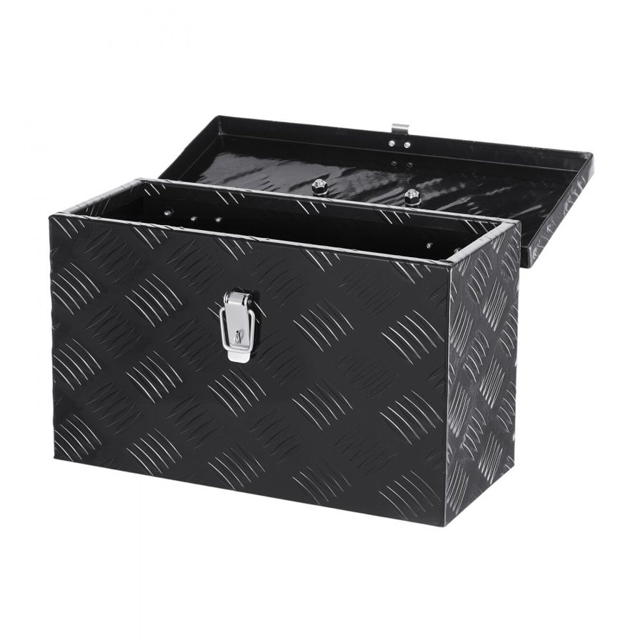 VEVOR Heavy Duty Aluminum Truck Bed Tool Box, Stripes Plated Tool Box with Side Handle and Top Handle, Storage Toolbox Chest Organizer for Trailer, Pickup, RV, 16"x7.5"x10"(406x190x254mm), Black
