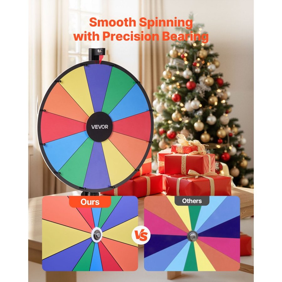 VEVOR 12 Slot Prize Spin Wheel – 610mm, Dual Height