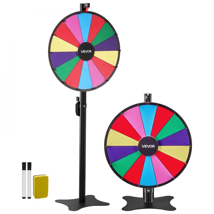 VEVOR 24 Inch Prize Wheel – 14 Slots, 30/60" Dual-Height