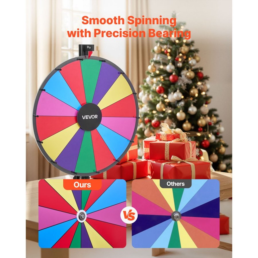 VEVOR 24 Inch Prize Wheel – 14 Slots, 30/60" Dual-Height