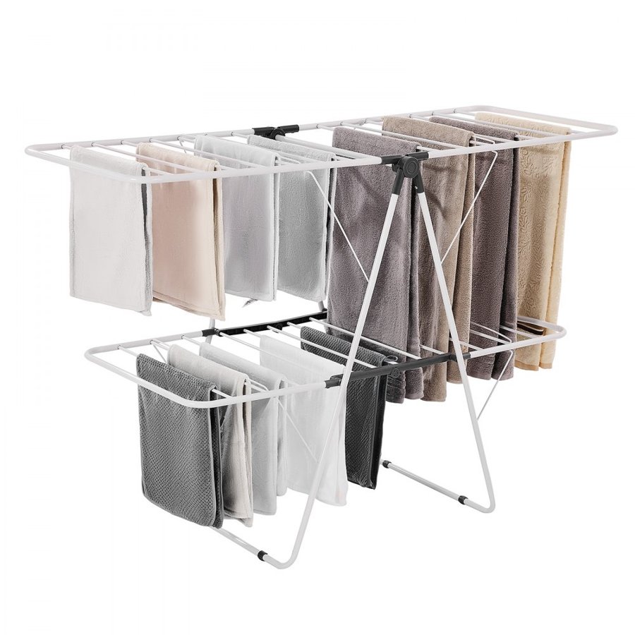 VEVOR Foldable Clothes Drying Rack – 2-Tier, 31 Rods