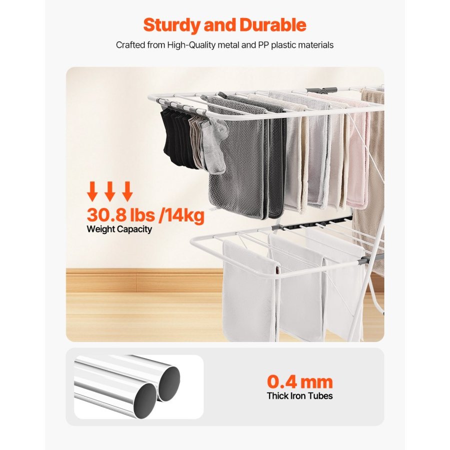 VEVOR Foldable Clothes Drying Rack – 2-Tier, 31 Rods