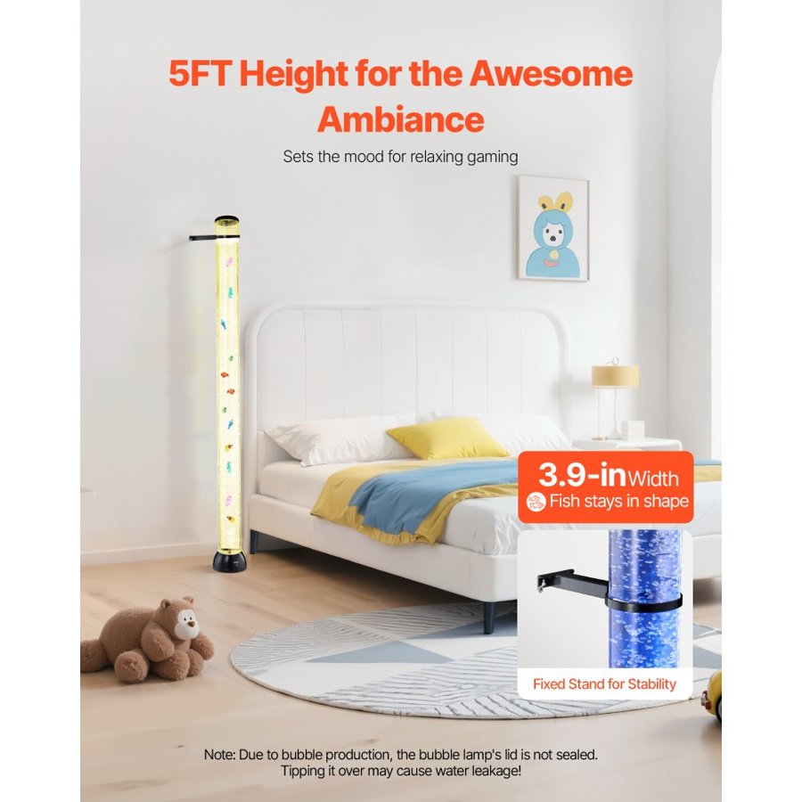 VEVOR Bubble Tube Lamp 16 Color 150 cm Sensory Aquarium Lamp for Relief Calming