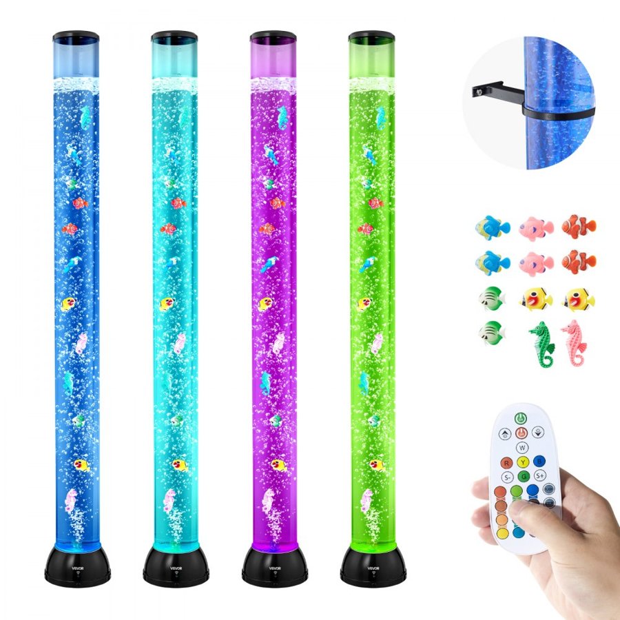 VEVOR Sensory Bubble Tube with Fish – 4 ft Lamp, 16 Colors