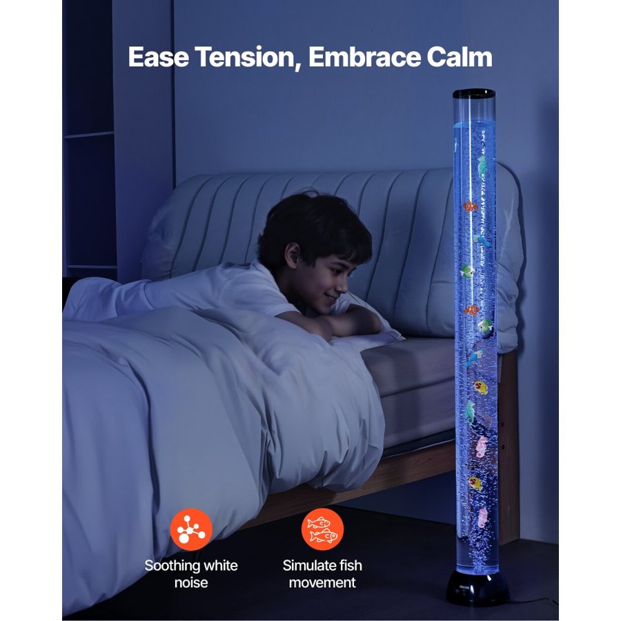 VEVOR Sensory Bubble Tube with Fish – 4 ft Lamp, 16 Colors