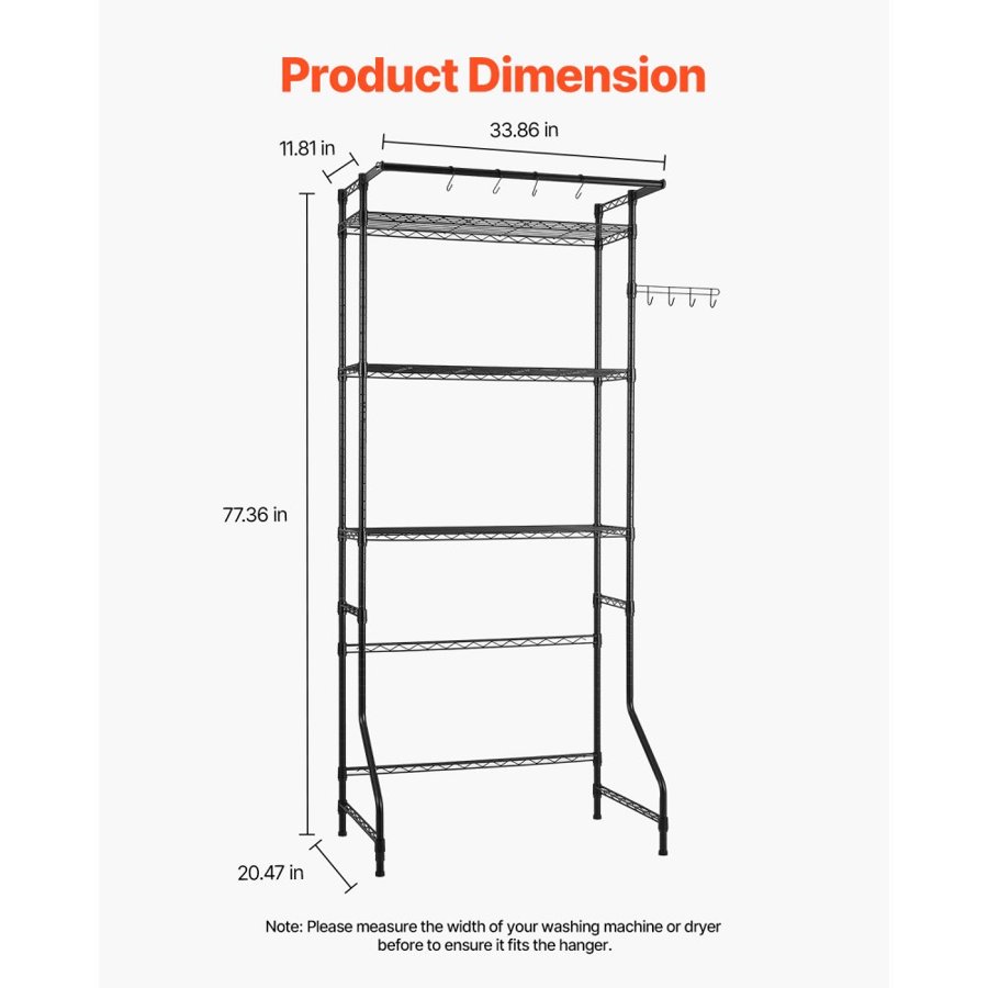 VEVOR Over The Washer And Dryer Storage Shelf – 3 Tier Rack