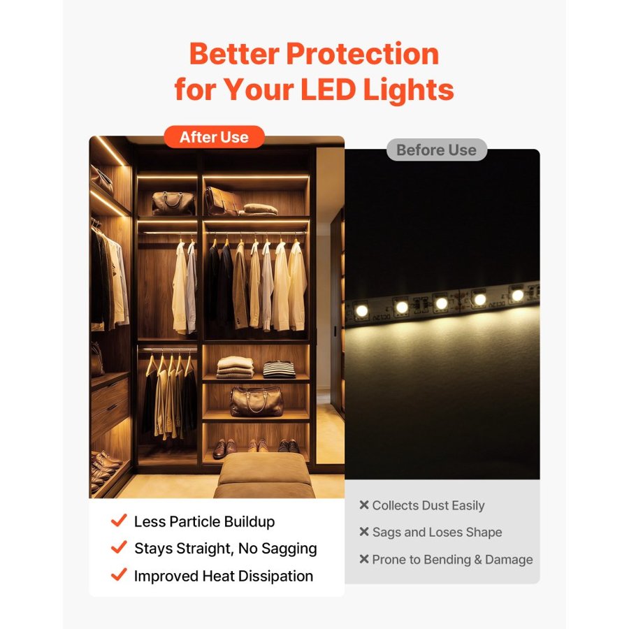 VEVOR Plaster in LED Aluminum Channel – 10-Pack 6.6 ft/2m
