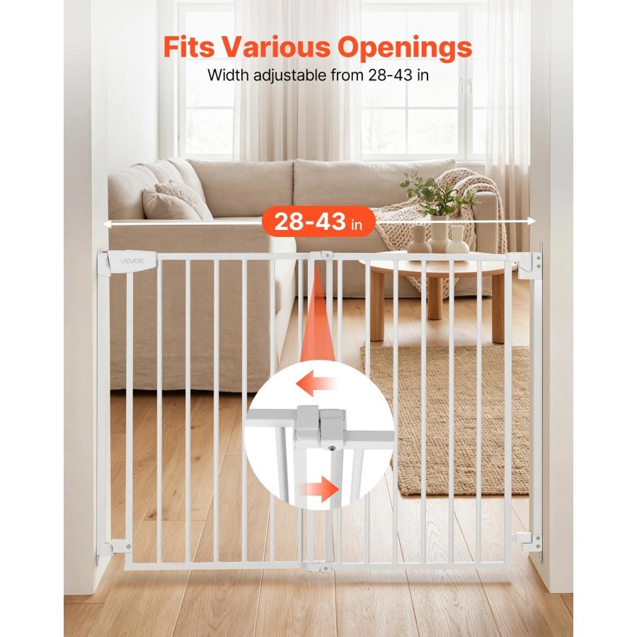 VEVOR Adjustable Baby Gate for Stairs – 720-1085mm, 760mm High